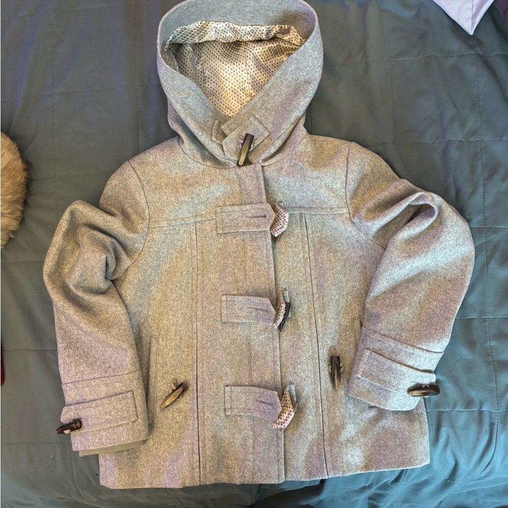 elevenses Gray Pea Coat with Hood and Toggle Closures